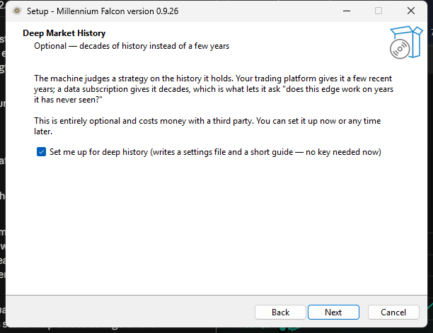 Installer: Deep Market History page