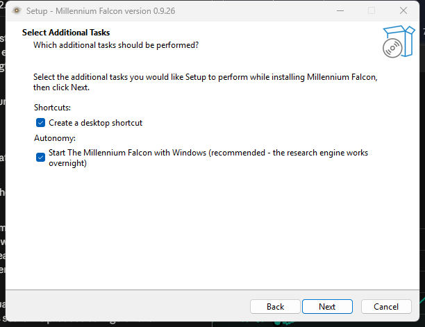 Installer: Additional Tasks page