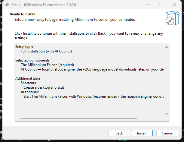 Installer: Ready to Install page