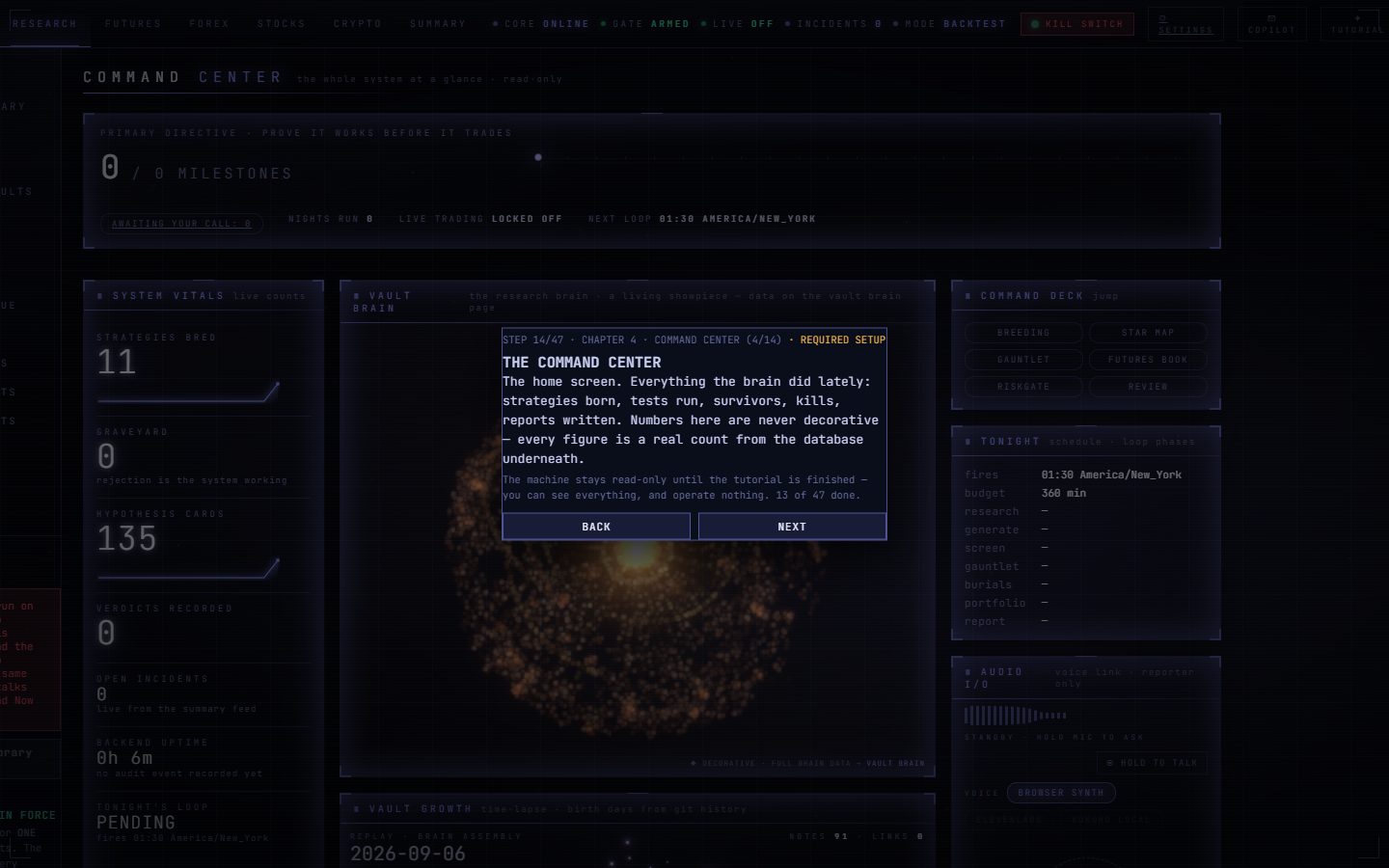 Tutorial card 14 of 47: THE COMMAND CENTER