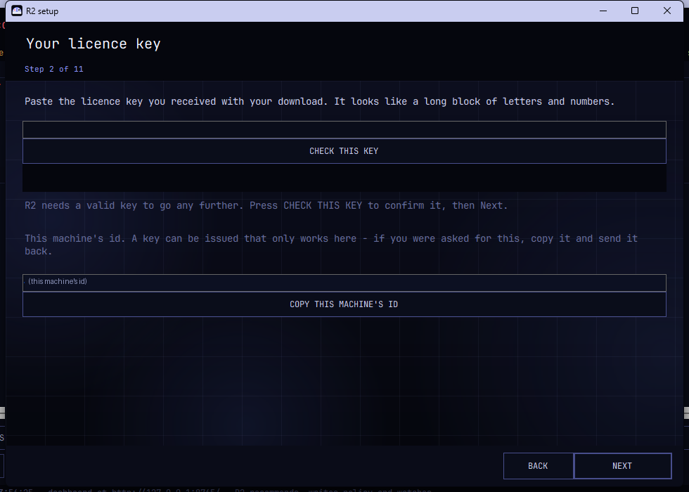 Step 2 - Your licence key