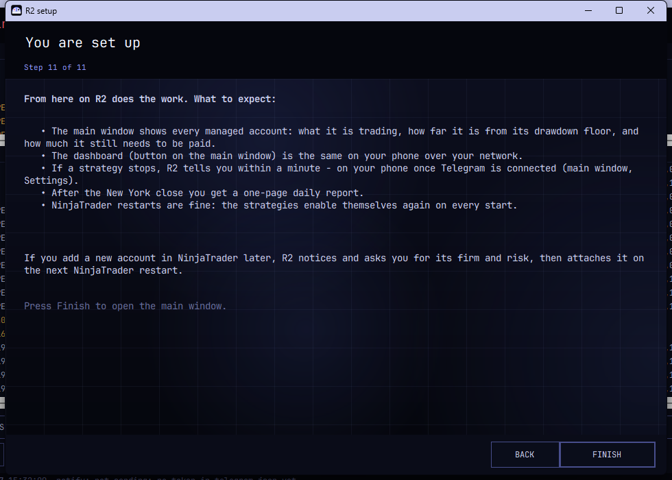 Step 11 - You are set up